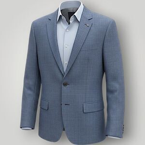 HUGO BOSS Mens Blazer Sport Coat Two Button Suit Jacket 46R ITALIAN Wool Blue